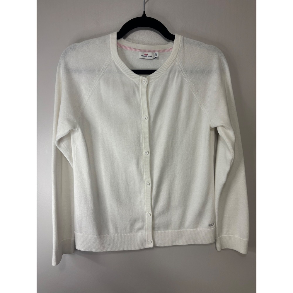 Vineyard‎ Vines Girls White Knit Button Up Cardigan Sweater XL (16)